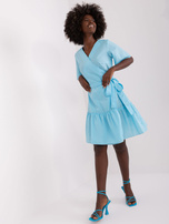 Hurt Light blue cotton dress with a ruffle.