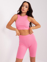 Hurt Różowy trzyczęściowy top casualowy z bawełny