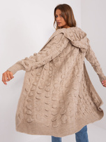 Hurt Ciemnobeżowy damski kardigan z kapturem 