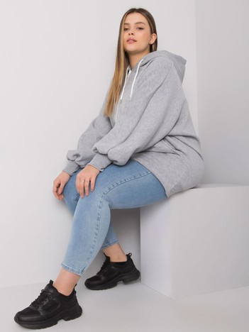 Szara melanżowa bluza plus size z kapturem Ella 