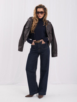 Granatowy damski sweter basic z golfem