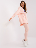 Hurt Brzoskwiniowy bawełniany komplet z legginsami