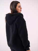 Czarna damska bluza baranek z kapturem