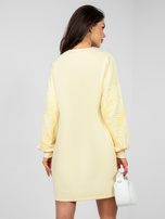 Pastelowa żółta dresowa sukienka z kieszeniami RUE PARIS 