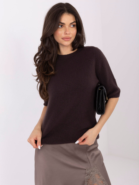 Czekoladowy miękki sweter z domieszką alpaki