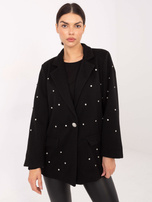 Czarna elegancka marynarka z aplikacjami