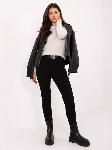 Czarne damskie jeansy skinny z wysokim stanem