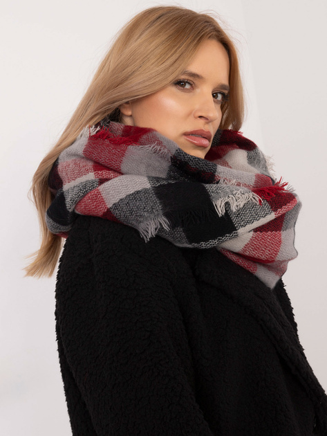 Hurtownia Czerwono-czarny damski komin w kratę