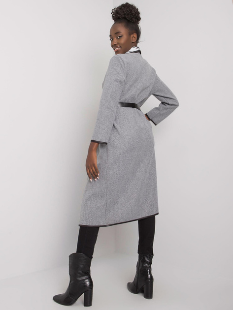 Szary melanżowy płaszcz z paskiem Kathy