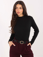 Czarna prążkowana bluzka z półgolfem 