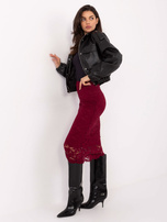 Burgundy lace skirt with lining RUE PARIS.