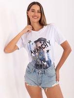 Biały damski t-shirt z nadrukiem