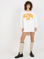 Hurt Ecru-pomarańczowa długa bluza oversize z napisem