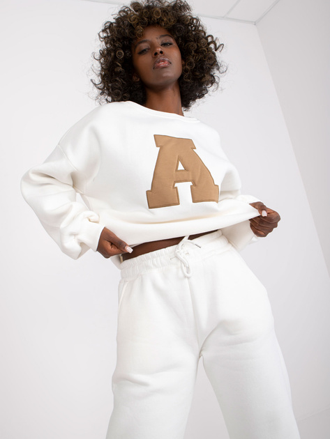 Ecru bawełniany komplet dresowy z kieszeniami Edvige