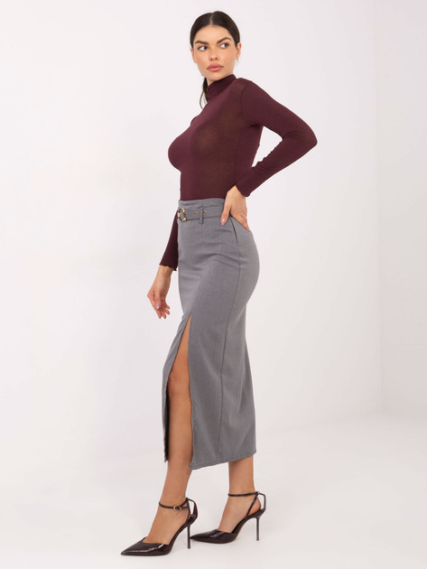 Szara midi spódnica z rozcięciem RUE PARIS