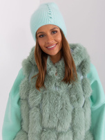 Hurtownia Miętowa dzianinowa czapka zimowa z aplikacją