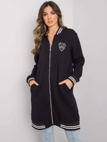 Czarna długa bluza rozpinana z naszywką Lucia RUE PARIS 