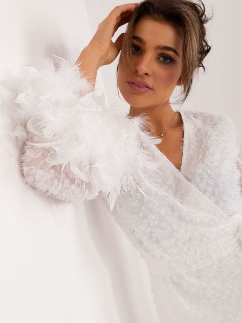 Hurt Biała bluzka wizytowa z kopertowym dekoltem