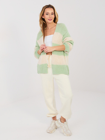 Pastelowy zielony damski kardigan oversize