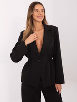 Hurt Czarna jednorzędowa marynarka z marszczeniem