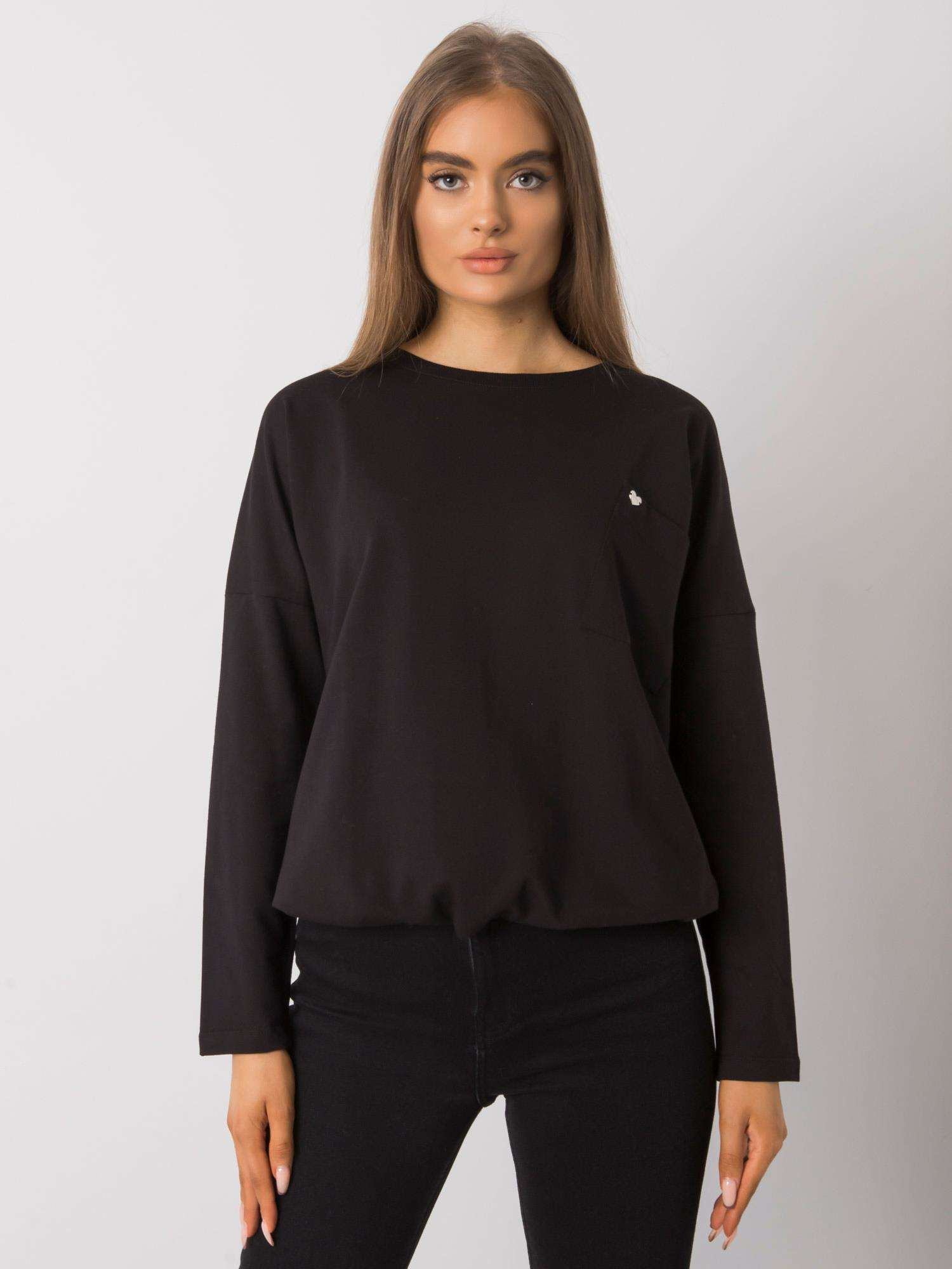 Black Basic Blouse with Norine Pocket 