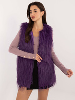 Hurt Ciemnofioletowa kamizelka futrzana z kieszeniami