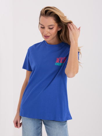 Ciemnoniebieski t-shirt z napisami SUBLEVEL