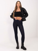 Granatowo-srebrne legginsy Rissa RUE PARIS