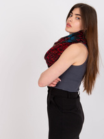 Bordowo-niebieska damska chusta komin