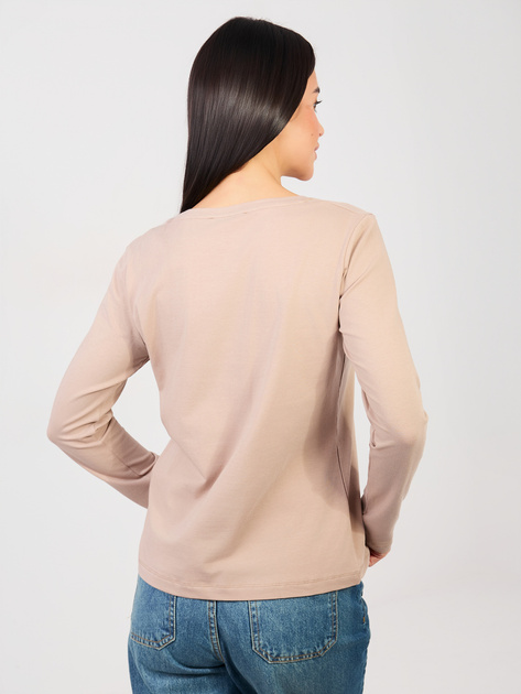 Ciemnobeżowa bluzka basic z okrągłym dekoltem RUE PARIS