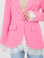 Różowa elegancka marynarka z imitacją kieszeni 