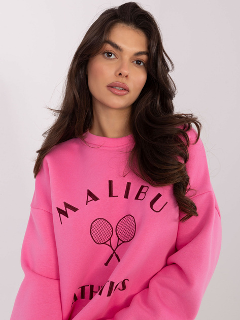 Różowa dresowa bluza oversize z haftem