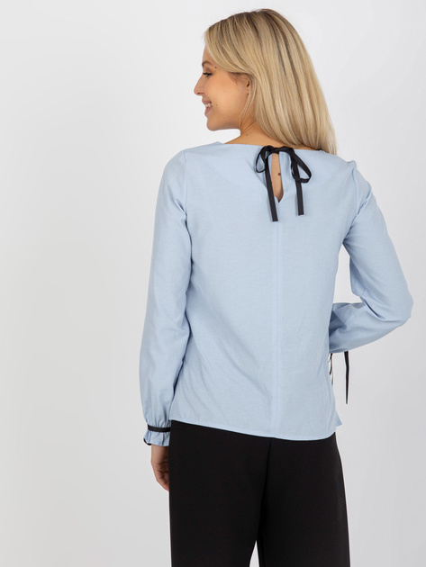 Hurt Jasnoniebieska damska bluzka wizytowa z wiązaniem