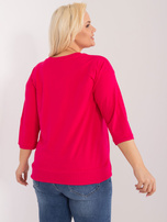 Hurt Fuksjowa bluzka plus size z rękawem 3/4