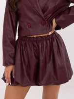 Burgundowa mini spódnica z wszytymi szortami