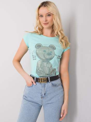 Miętowy t-shirt z aplikacją Misha