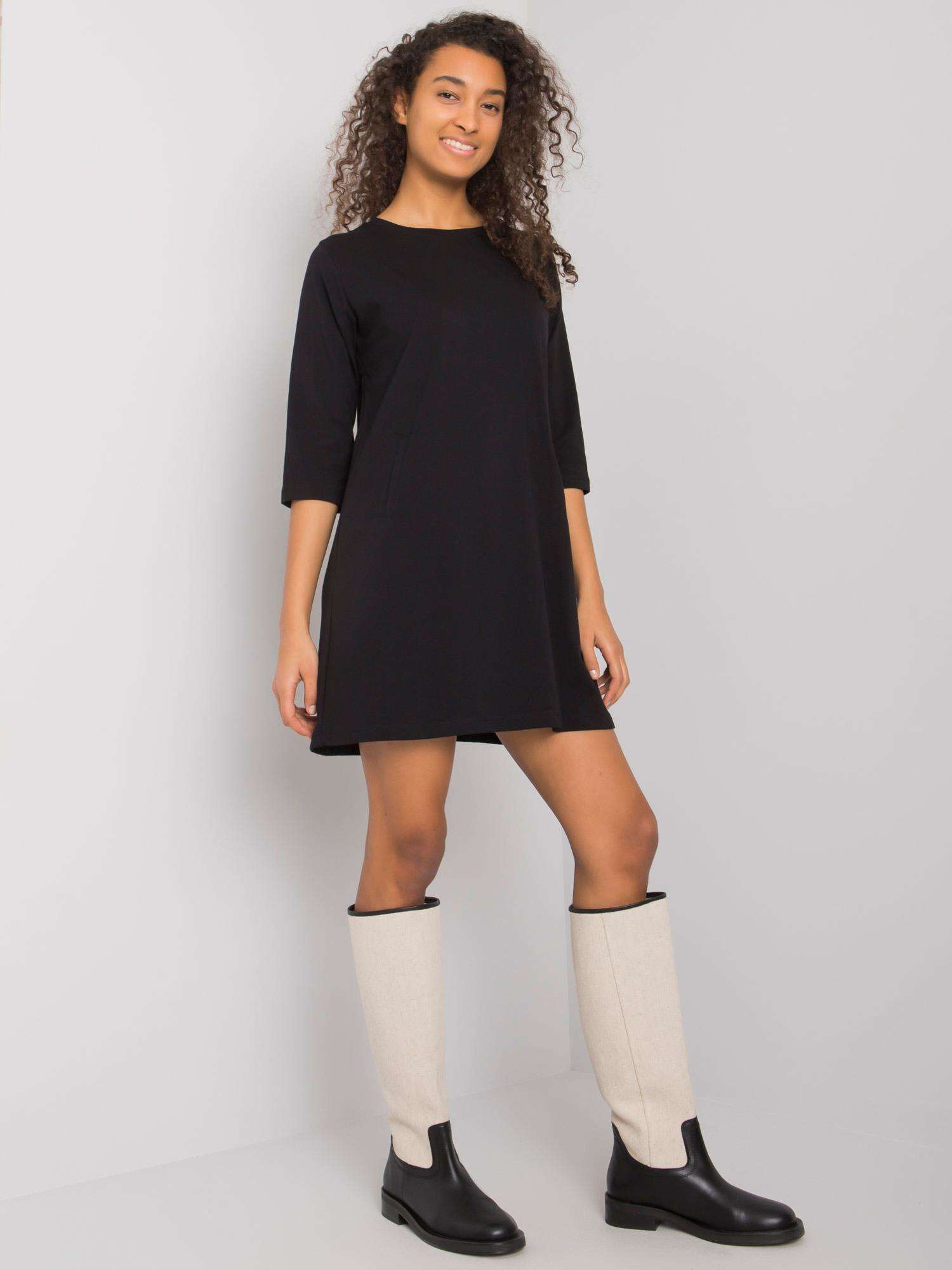 Ellida's black dress with pockets RUE PARIS