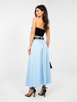 Pastelowa niebieska elegancka spódnica z kieszeniami