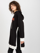 Hurt Czarna długa bluza oversize z napisem i kapturem