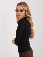 Czarna damska bluzka longsleeve z półgolfem