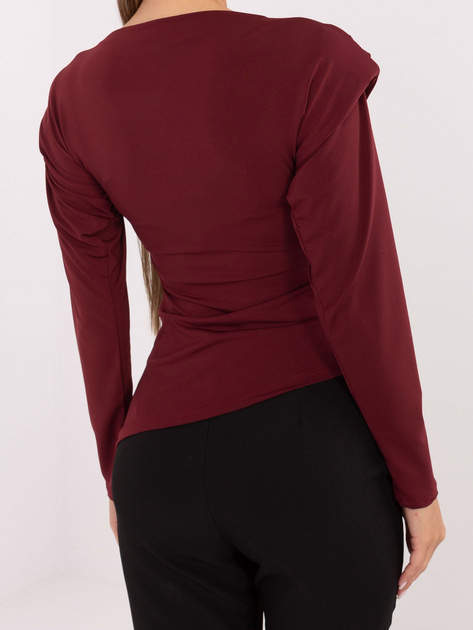 Bordowa wizytowa bluzka z drapowaniem