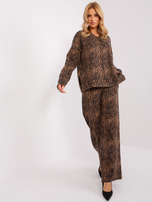 Hurt Camelowo-czarny komplet casualowy z szerokimi spodniami