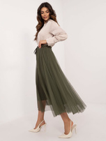 Hurtownia Khaki tiulowa spódnica z wiązaniem