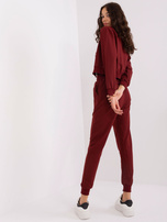 Hurt Bordowy damski komplet dresowy z bluzą bomberką