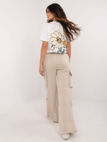 Hurt Beżowe dresowe spodnie cargo z ociepleniem SUBLEVEL