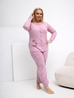 Růžová dámská pyžama plus size z bavlny.