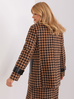 Hurt Camelowo-czarna dłuższa marynarka z guzikami 