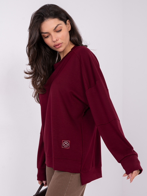 Bordowa damska bluza bez kaptura RUE PARIS