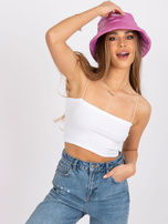 Biały krótki top prążkowany na ramiączkach Aria RUE PARIS