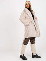 Hurt Jasnobeżowy damski płaszcz futrzany oversize OCH BELLA